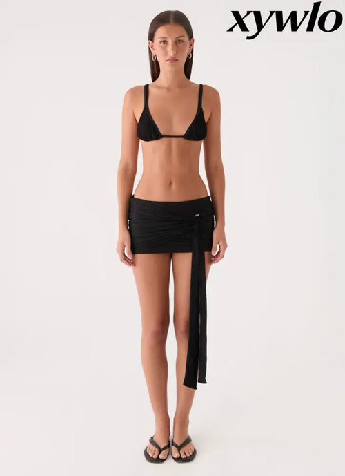 Arinah Swim Mini Skirt - Black - Mini Skirt