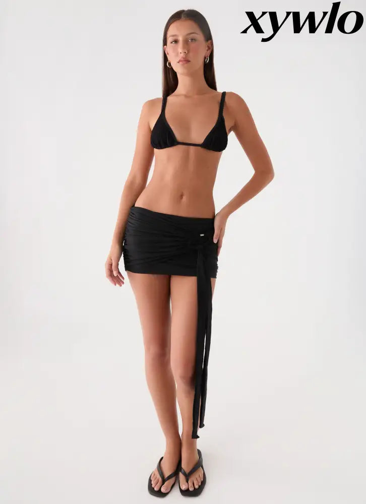 Arinah Swim Mini Skirt - Black - Mini Skirt