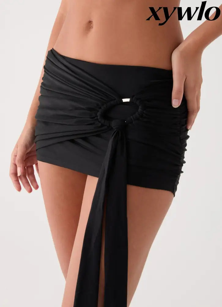 Arinah Swim Mini Skirt - Black - Mini Skirt