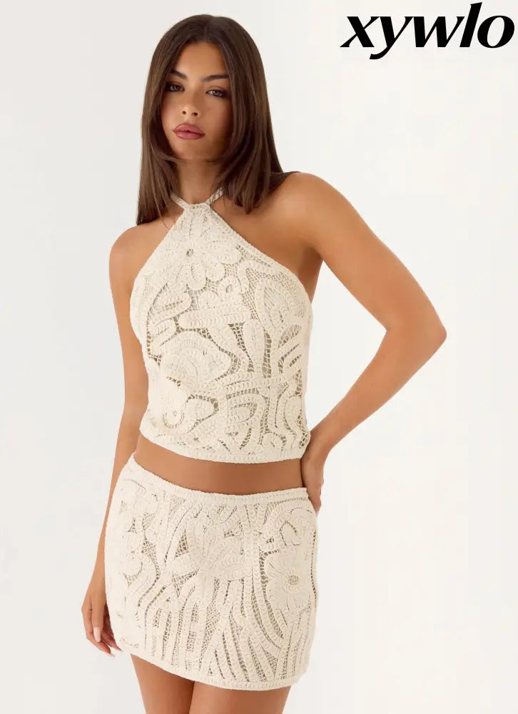 Astor Low Rise Mini Skirt - Ivory - Mini Skirt