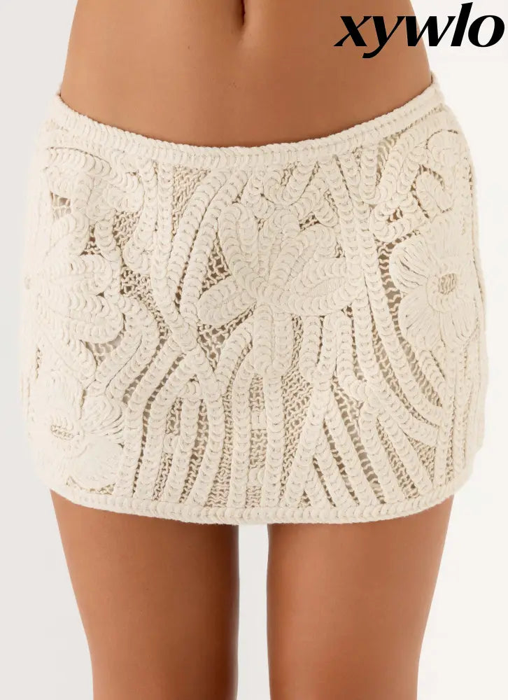 Astor Low Rise Mini Skirt - Ivory - Mini Skirt