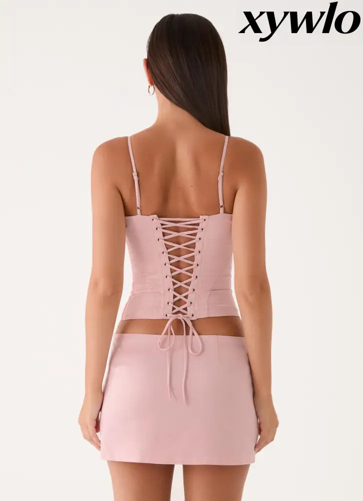 Ayella Low Rise Mini Skirt - Pink - Mini Skirts