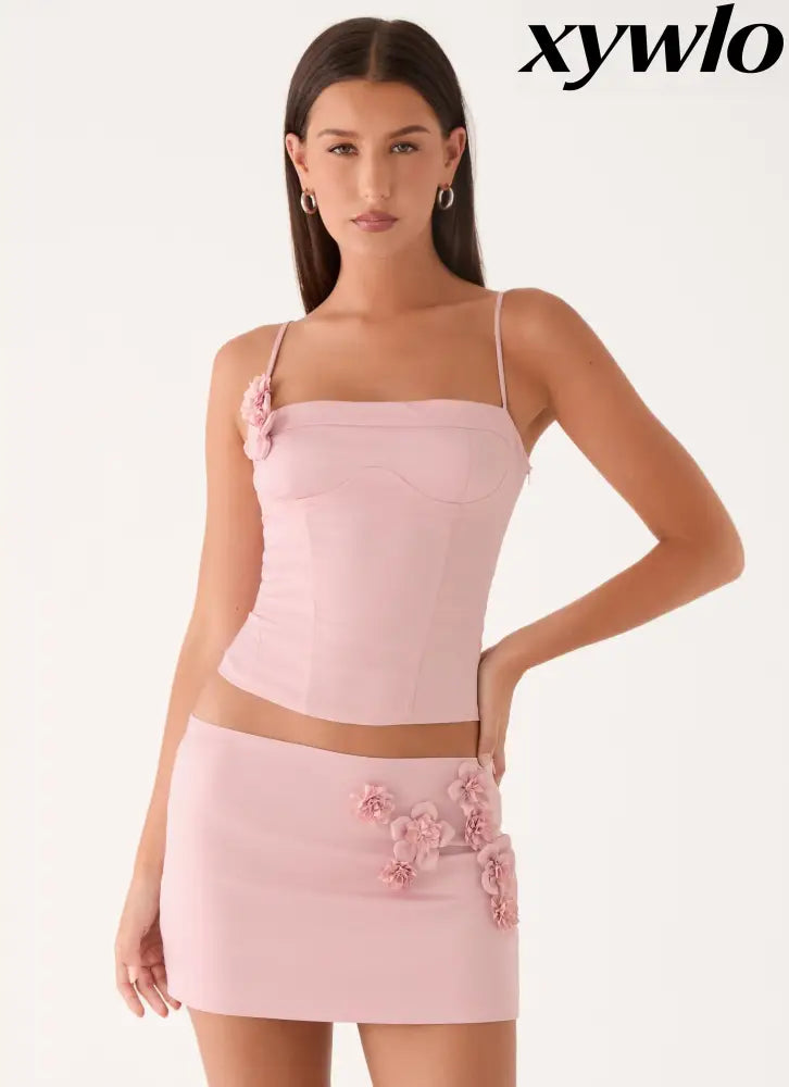 Ayella Low Rise Mini Skirt - Pink - Mini Skirts