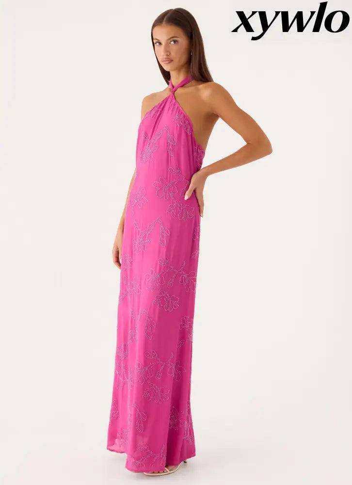 Cliffs Edge Maxi Dress - Berry Kiss - Maxi Dresses