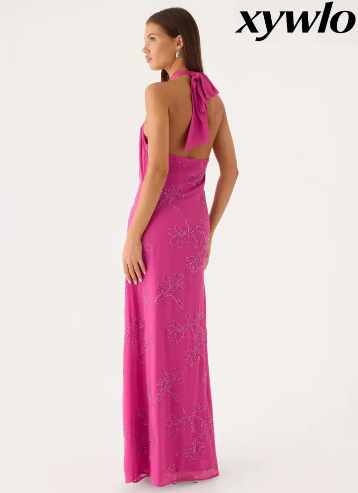 Cliffs Edge Maxi Dress - Berry Kiss - Maxi Dresses