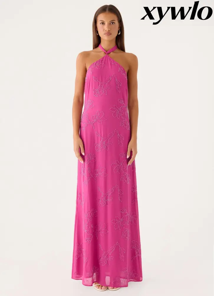 Cliffs Edge Maxi Dress - Berry Kiss - Maxi Dresses