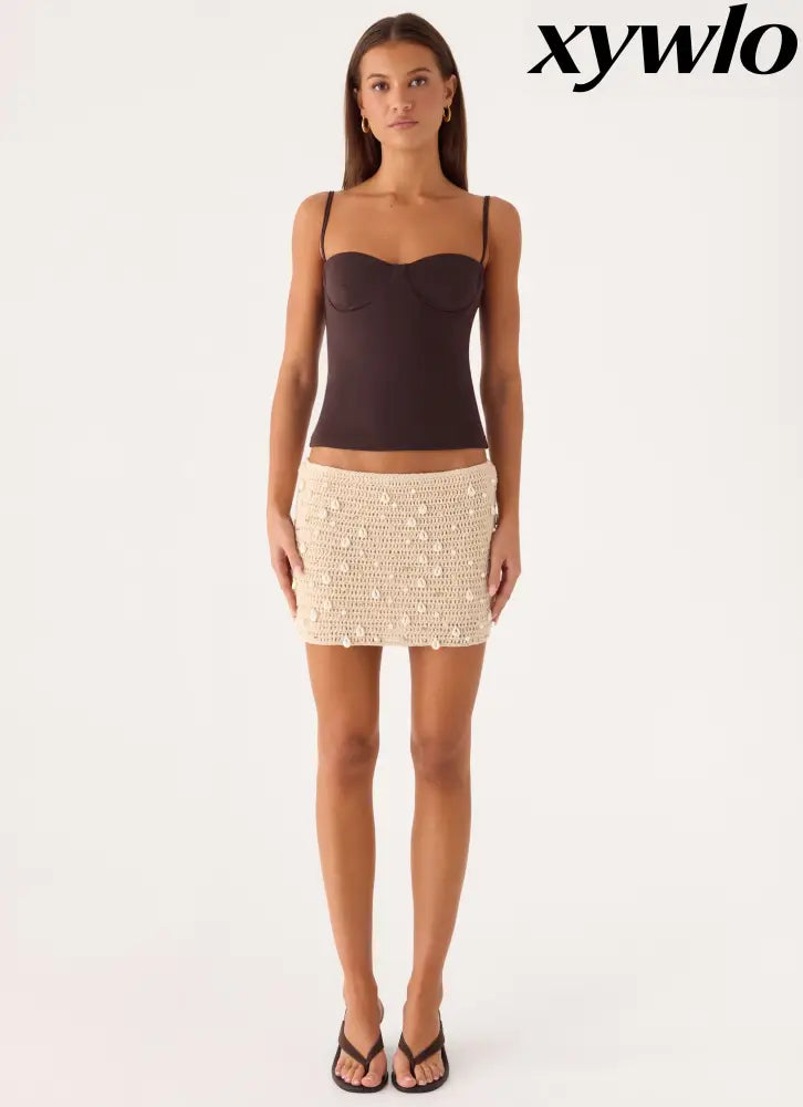 Elaris Crochet Mini Skirt - Ivory - Mini Skirts