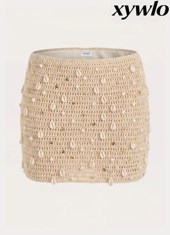 Elaris Crochet Mini Skirt - Ivory - Mini Skirts