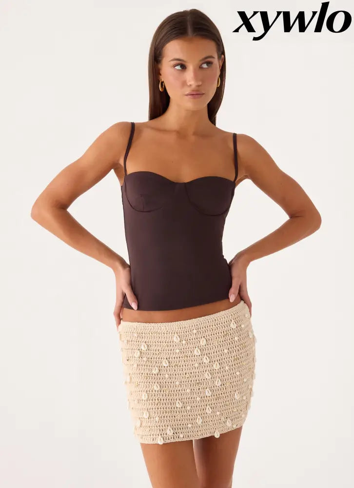 Elaris Crochet Mini Skirt - Ivory - Mini Skirts