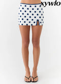 Elliot Mini Skirt - Porcelain Blue Polka Dot - Mini Skirt