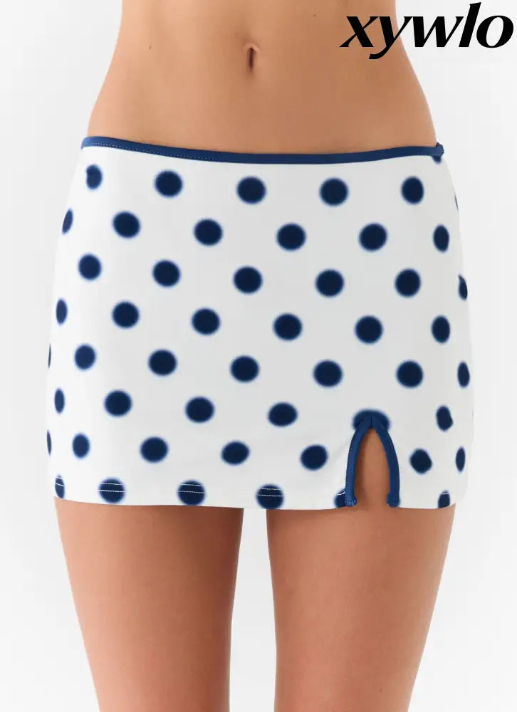 Elliot Mini Skirt - Porcelain Blue Polka Dot - Mini Skirt