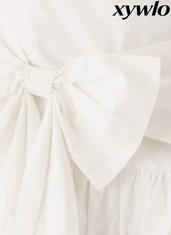 Emrie Bow Bubble Mini Skirt - White - Mini Skirts