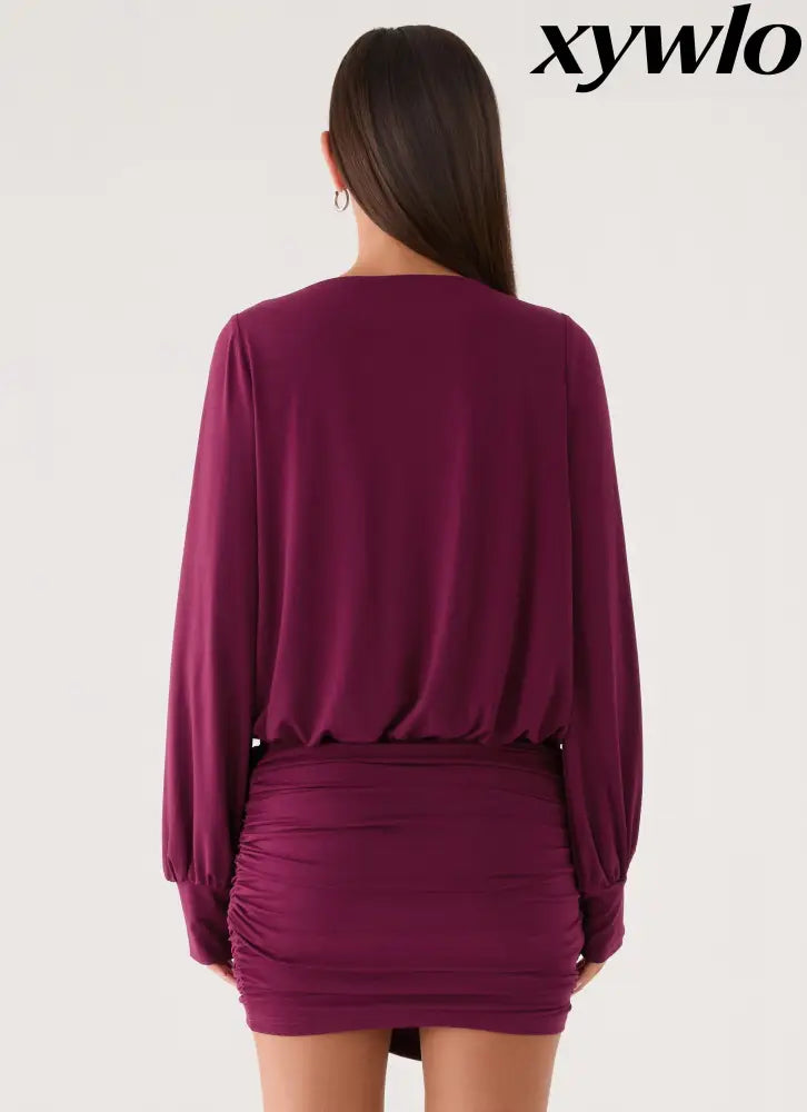 Ettah Wrap Mini Skirt - Plum - Mini Skirts