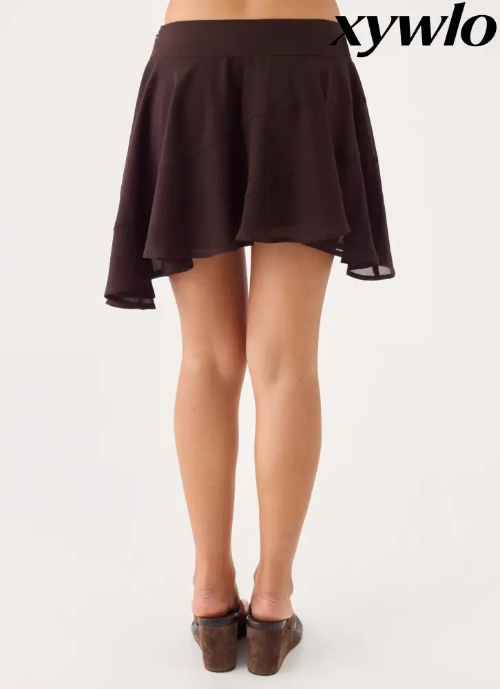Gehrie Mini Skirt - Chocolate - Mini Skirts