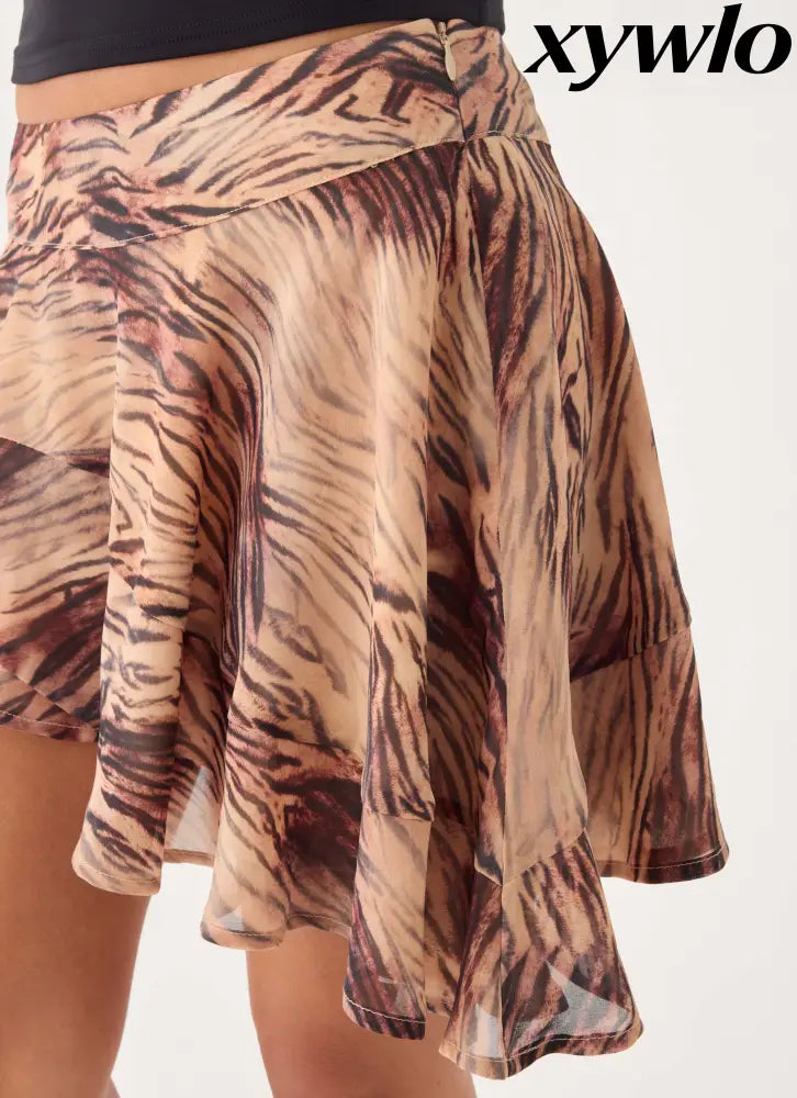 Gehrie Mini Skirt - Golden Tiger - Mini Skirts