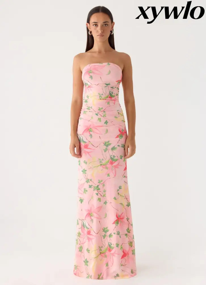 Iroha Strapless Maxi Dress - Blooming Spring - Maxi Dresses