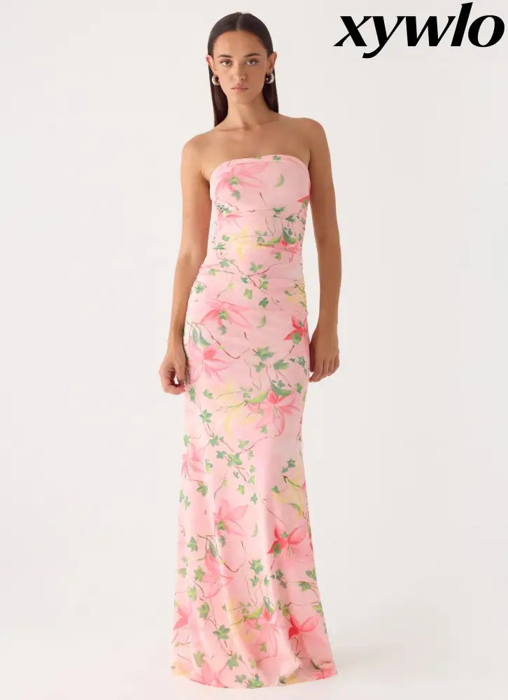 Iroha Strapless Maxi Dress - Blooming Spring - Maxi Dresses