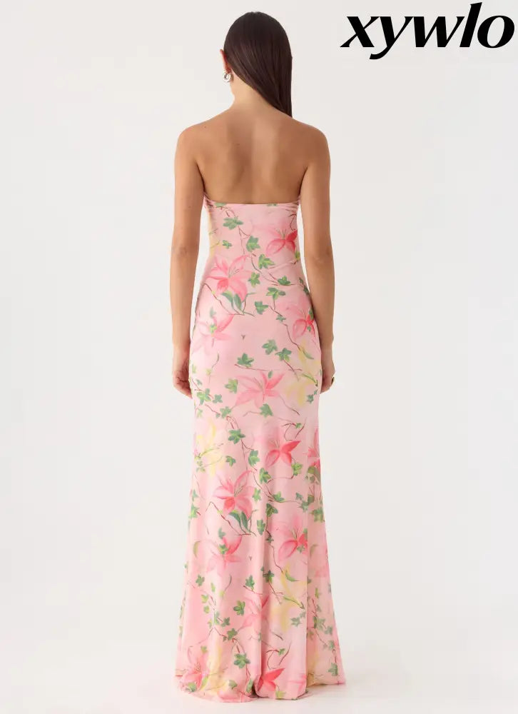 Iroha Strapless Maxi Dress - Blooming Spring - Maxi Dresses