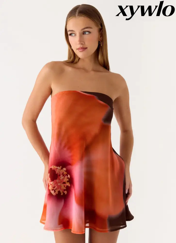 Marcita Mini Dress - Chocolate Blossom - Mini Dresses