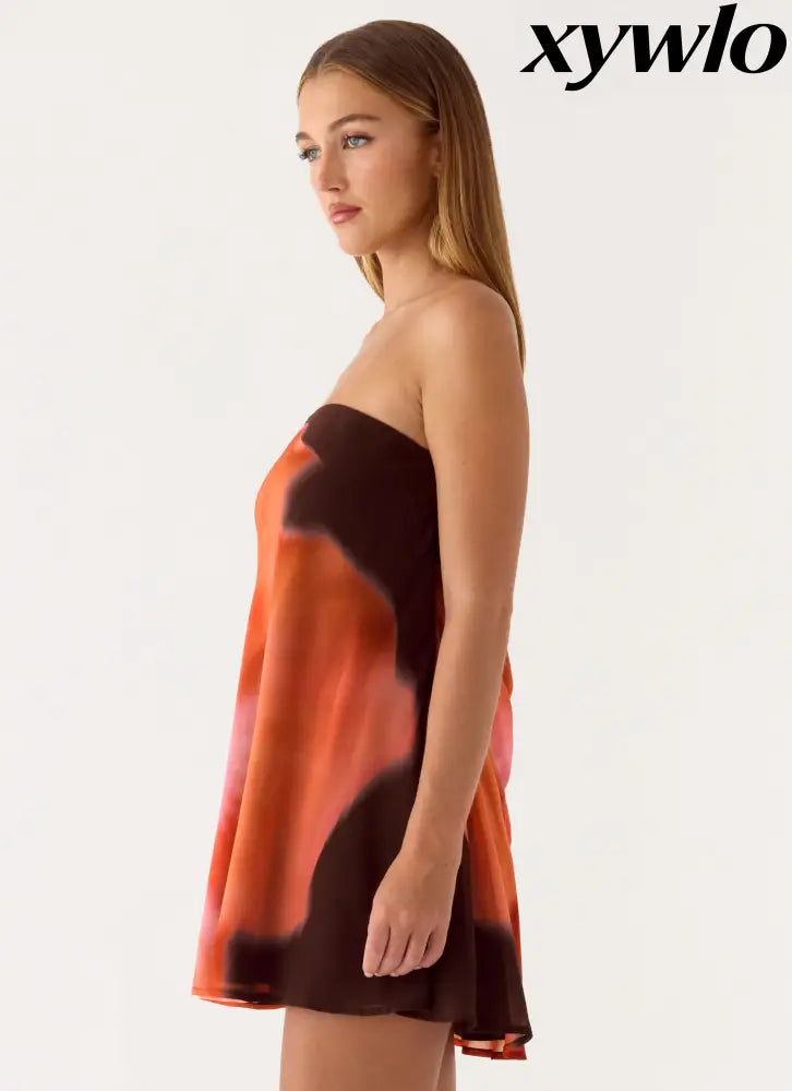 Marcita Mini Dress - Chocolate Blossom - Mini Dresses