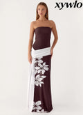 Palomar Strapless Maxi Dress - Chocolate Tropic Floral - Maxi Dresses