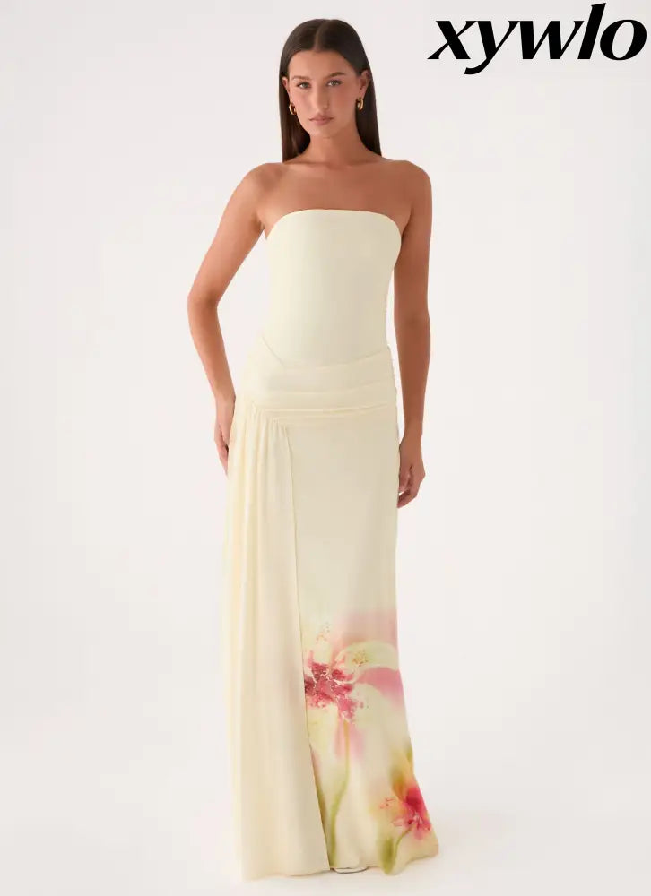 Palomar Strapless Maxi Dress - Soft Lily - Maxi Dresses