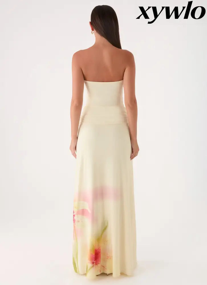 Palomar Strapless Maxi Dress - Soft Lily - Maxi Dresses