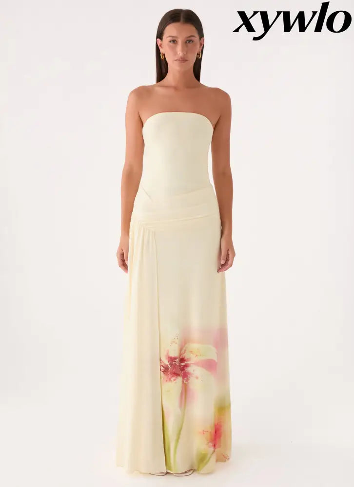 Palomar Strapless Maxi Dress - Soft Lily - Maxi Dresses