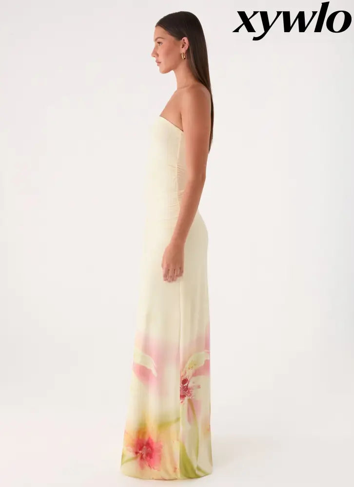 Palomar Strapless Maxi Dress - Soft Lily - Maxi Dresses