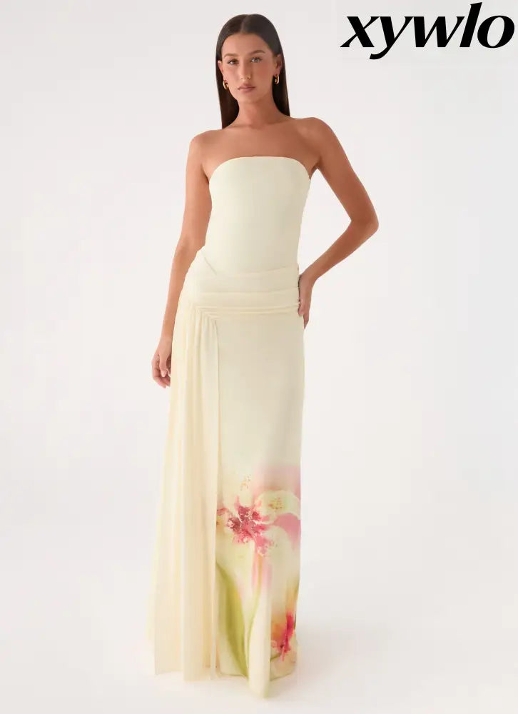Palomar Strapless Maxi Dress - Soft Lily - Maxi Dresses