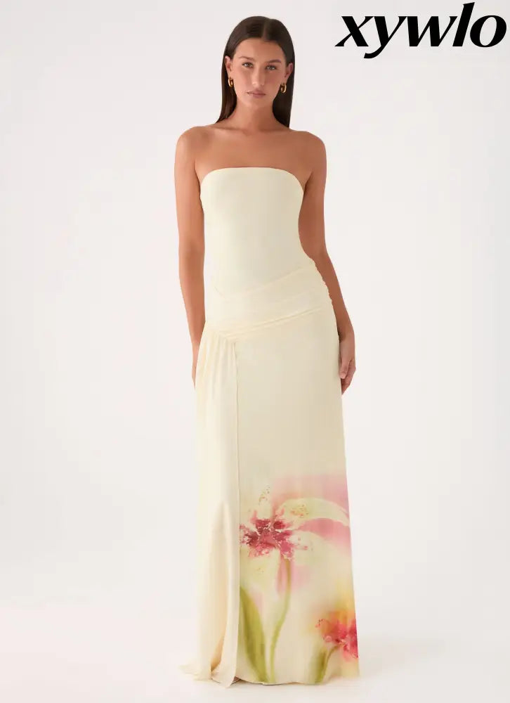 Palomar Strapless Maxi Dress - Soft Lily - Maxi Dresses