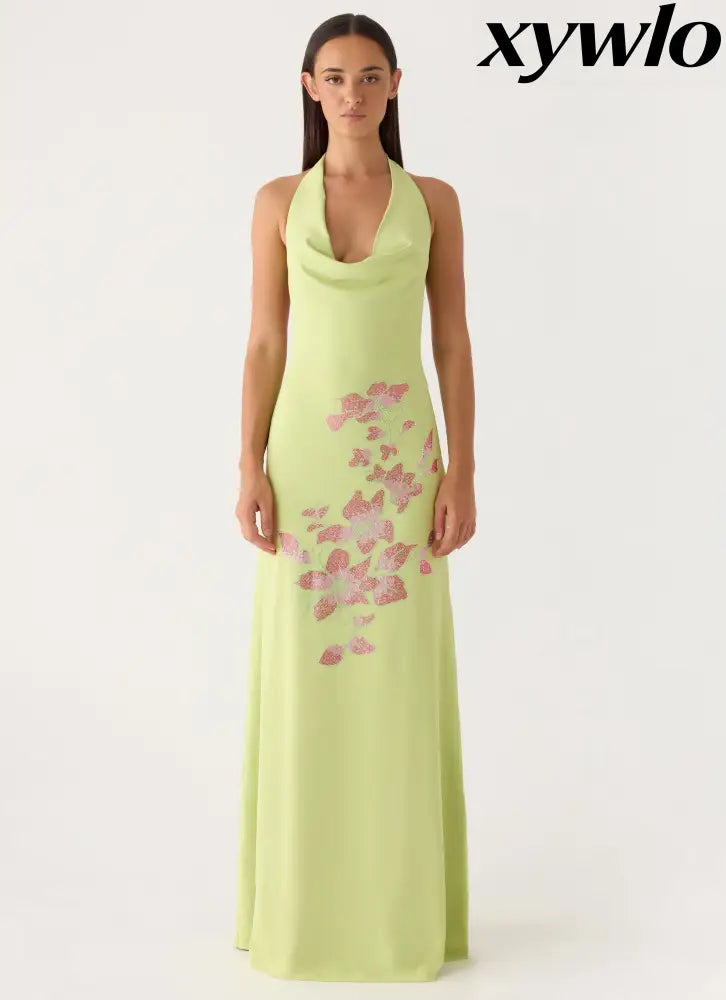Quaresma Embellished Maxi Dress - Lime - Maxi Dresses