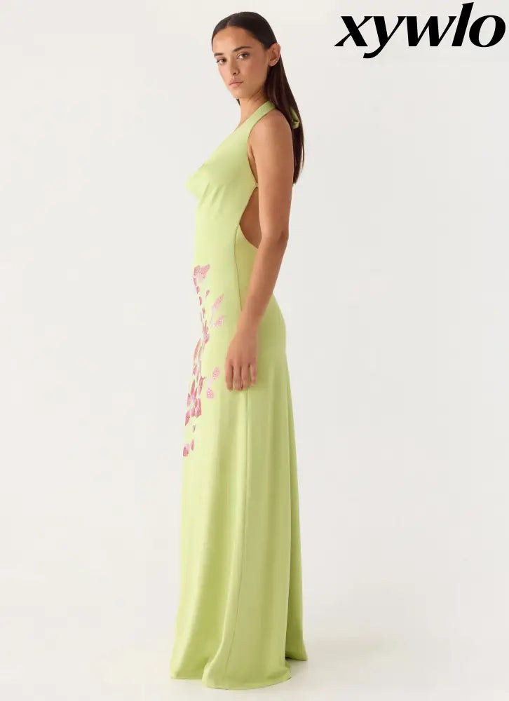 Quaresma Embellished Maxi Dress - Lime - Maxi Dresses