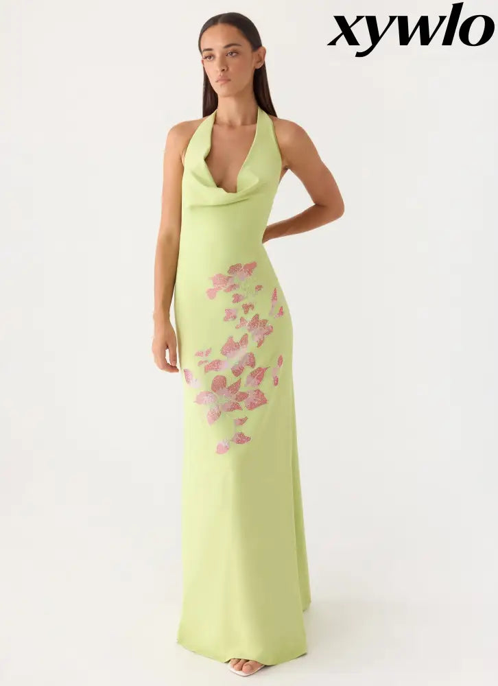 Quaresma Embellished Maxi Dress - Lime - Maxi Dresses
