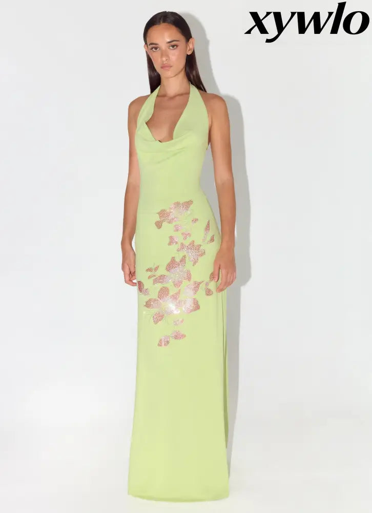 Quaresma Embellished Maxi Dress - Lime - Maxi Dresses