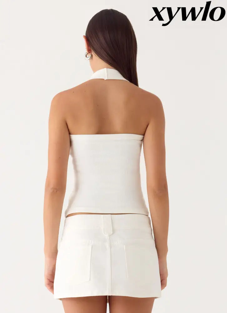 Sean Low Rise Denim Mini Skirt - White - Mini Skirts